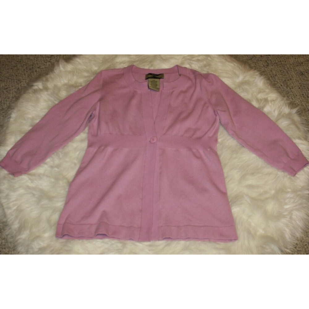525 America Pink 3/4 Sleeve One Button Cardigan Sweater Women’s Size M GUC